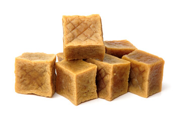 Dried bean curd on white background