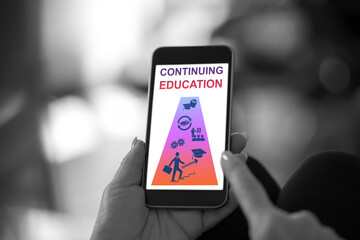 Continuing education concept on a smartphone
