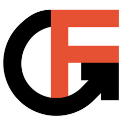 G F letter logo design brand