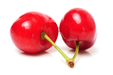 Cherry berries on white background 