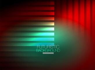 Bright neon color techno abstract background, shiny glowing neon lines in the dark background