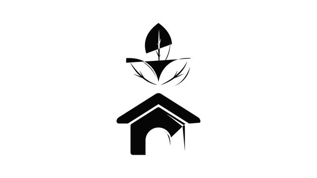 Eco house icon animation simple best object on white