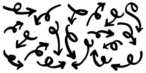 set of hand drawn arrows isolated on white background. for business infographic, banner, web and concept design.Vector doodle design elements.