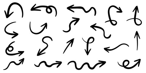 set of hand drawn arrows isolated on white background. for business infographic, banner, web and concept design.Vector doodle design elements.