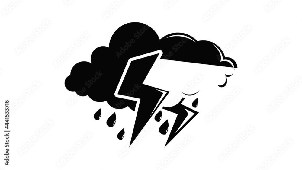 Wall mural cloud lightning icon animation simple best object on white