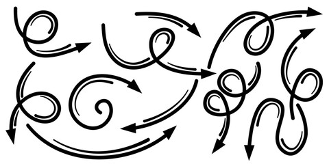 set of hand drawn arrows isolated on white background. for business infographic, banner, web and concept design.Vector doodle design elements.