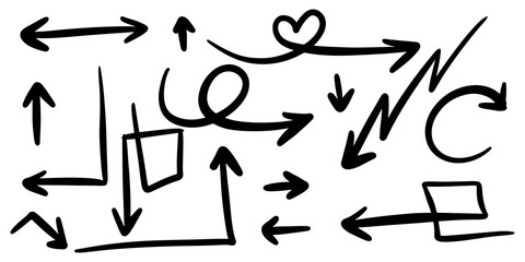 set of hand drawn arrows isolated on white background. for business infographic, banner, web and concept design.Vector doodle design elements.