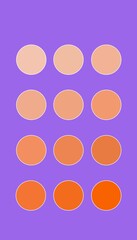 set of orange colors on a palette hand drawn digital illustration