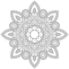 Circular Pattern Mandala Zentangle Henna Mehndi Tattoo, Decoration Circle Vector Clipart Floral Flower Decorative Ethnic Oriental Style Coloring Book Page Illustration Ornamental Ornament