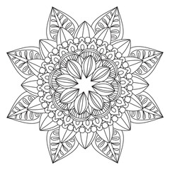 Circular Pattern Mandala Zentangle Henna Mehndi Tattoo, Decoration Circle Vector Clipart Floral Flower Decorative Ethnic Oriental Style Coloring Book Page Illustration Ornamental Ornament