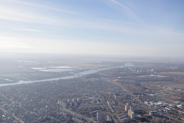 Obraz premium View Rostov-on-Don on board the aircraft