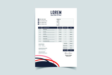 Invoice Template Design. Luxury, Modern, Elegant, Professional, Minimalist, Business, Abstract, Modern Multicolor Invoice Design. Vector Illustration