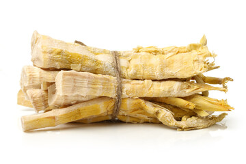 dried bamboo shoot on white background 