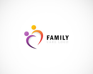 Family care logo creative concept people abstract heart family design modern