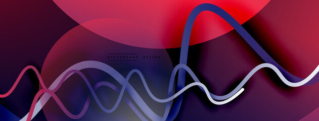 Abstract gradient background with wave line with shadow effect. Geometric composition. 3D shadow effects and fluid gradients