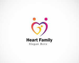 heart family logo creative design template