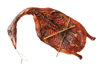Smoked duck on white background 