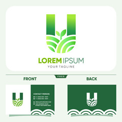 Fototapeta na wymiar Initial Letter U Agriculture Logo Design Vector Graphic Icon Emblem Illustration