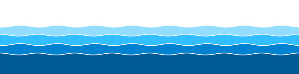 Water waves background. Sea, ocean or river concept. Flat style. Vector illustration