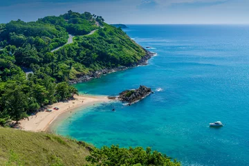 Foto op Plexiglas Yanui Beach and the beautiful Andaman sea from Windmill View Point near Laem Promthep Cape, Phuket Island, Thailand © Mike To