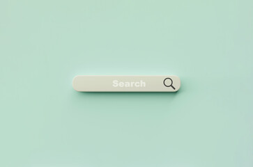 Minimal design search bar on blue background , Web search engine concept by 3D rendering.