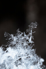Snowflake in the snow, winter season