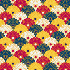 Fototapeta na wymiar Traditional japanese flower (chrysanthemum) pattern background