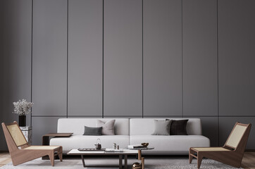 Mock up of minimal living room in modern interior, 3d render