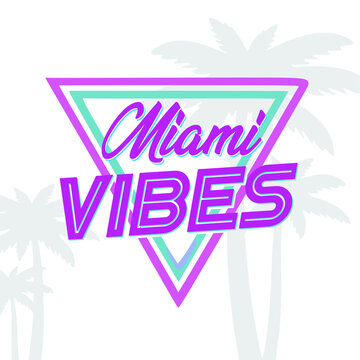 Miami Vibes Lettering In Neon Blue And Purple