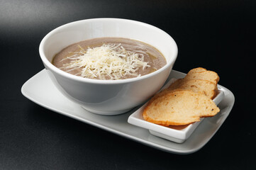 Vegan cream soup of mushrooms with cheese