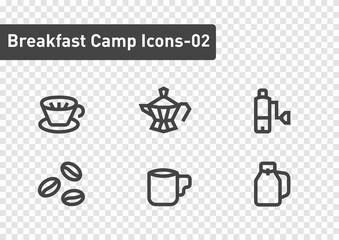 breakfast camp icon set isolated on transparency background ep02