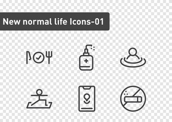 new normal life icon set isolated on transparency background ep01