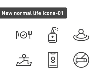 new normal life icon set isolated on white background ep01