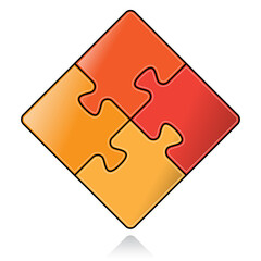 3d puzzle pieces connection vector illustration. Colorful 3d puzzle with shadow, reflection. Set of puzzle pieces to use in business, solution, strategy, teamwork, idea, infographics project.