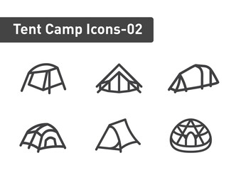 tent camp icon set isolated on white background ep02