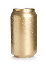 Aluminium can of beverage isolated on white