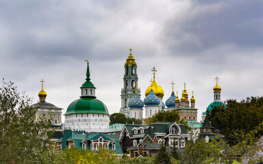 Fototapeta na wymiar Classical architecture of Sergiev Posad, a city in Russia. 