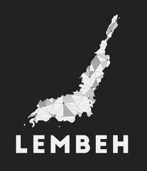 Lembeh - communication network map of island. Lembeh trendy geometric design on dark background. Technology, internet, network, telecommunication concept. Vector illustration.