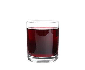 Glass of fresh tasty juice isolated on white