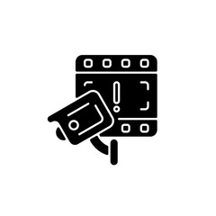 CCTV camera boon to investigation black glyph icon. Detecting offences. Increasing crimes solving chances. Unfolding incidents in detail. Silhouette symbol on white space. Vector isolated illustration