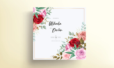 Wedding invitation card with beautiful floral decorations