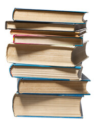 stacked old book isolated on white background