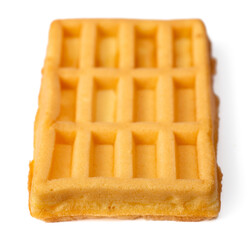 single waffle isolated on white background