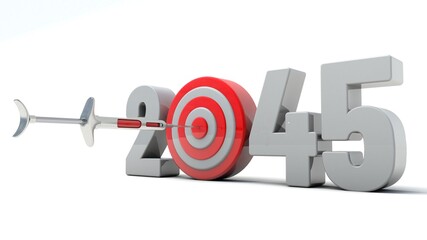 3D illustration of number 2045 with a syringe target concept