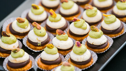 Delicious desert. A lot of small food desert dishes made for catering.