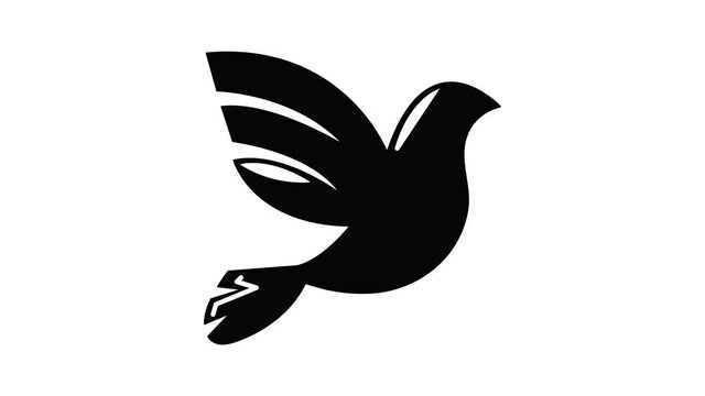 White peace pigeon icon animation simple best object on white