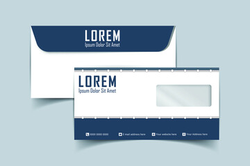 Envelope Design. DL Envelope design with front and back. Luxury, Modern, Elegant, Professional Minimalist Business DL Envelope design. Elements of Stationery. Vector illustration