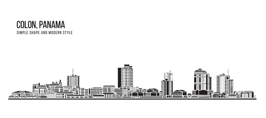 Fototapeta premium Cityscape Building Abstract Simple shape and modern style art Vector design - Colon city, panama