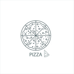 Pizza thin flat design on the white background