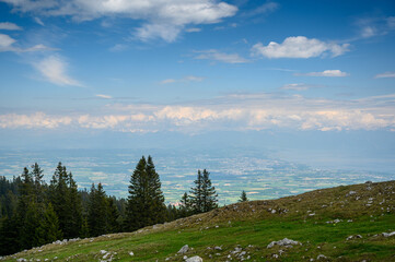 view from Mont Tendre over Lac Leman and Lausanne